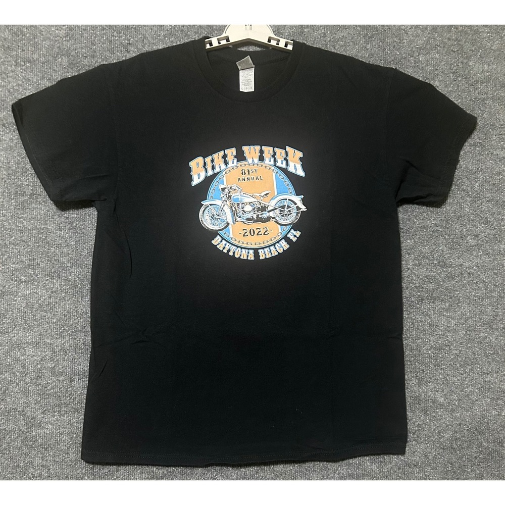 Mens Black Bike Week Daytona Beach FL 2022 T Shirt Motorcycle Event Size Large